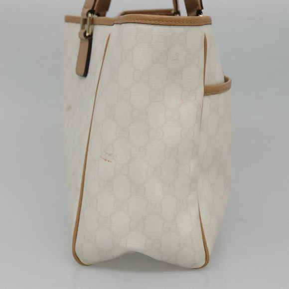GUCCI GG Supreme Tote Bag PVC Outlet White Gold 264216 Auth MY141