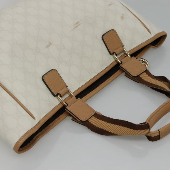 GUCCI GG Supreme Tote Bag PVC Outlet White Gold 264216 Auth MY141