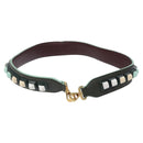 FENDI Shoulder Strap Leather Green Gold Auth MY143V-2