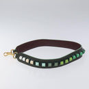 FENDI Shoulder Strap Leather Green Gold Auth MY143V-4