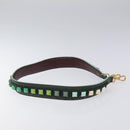 FENDI Shoulder Strap Leather Green Gold Auth MY143V-5