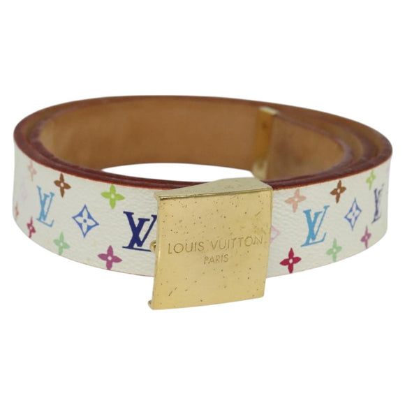 LOUIS VUITTON Monogram Multicolore Ceinture Carre Gürtel Weiß M9270U LV Auth MY153