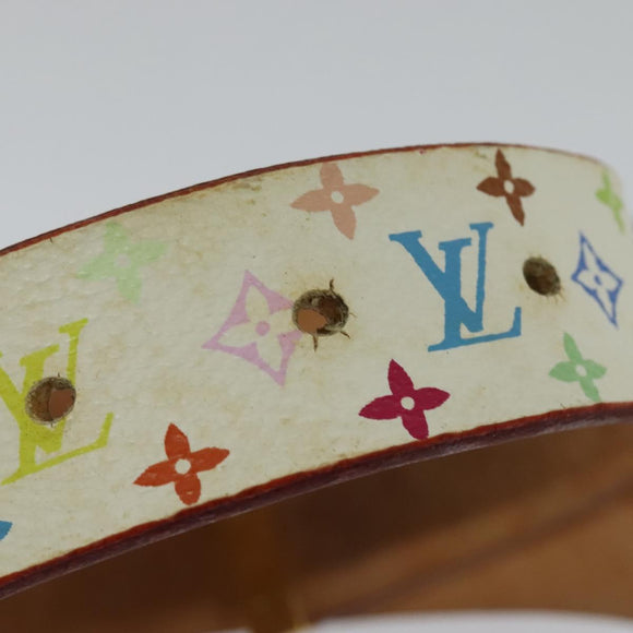 LOUIS VUITTON Monogram Multicolore Ceinture Carre Gürtel Weiß M9270U LV Auth MY153