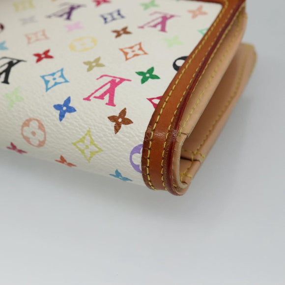 LOUIS VUITTON Multicolor Portefeuille Viennois Wallet White M92987 LV Auth MY154