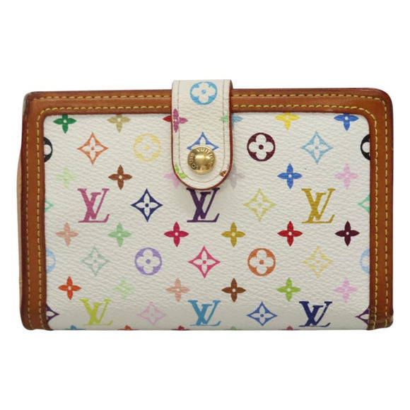 LOUIS VUITTON Multicolor Portefeuille Viennois Wallet White M92987 LV Auth MY154