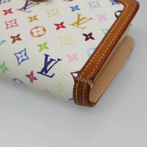 LOUIS VUITTON Multicolor Portefeuille Viennois Wallet White M92987 LV Auth MY154