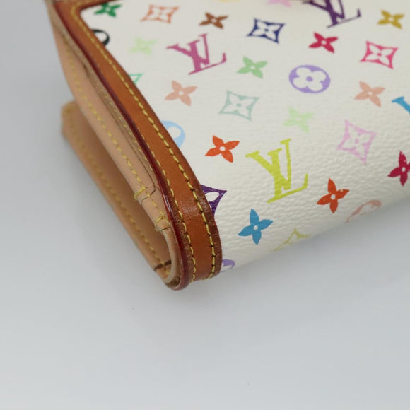 LOUIS VUITTON Multicolor Portefeuille Viennois Wallet White M92987 LV Auth MY154