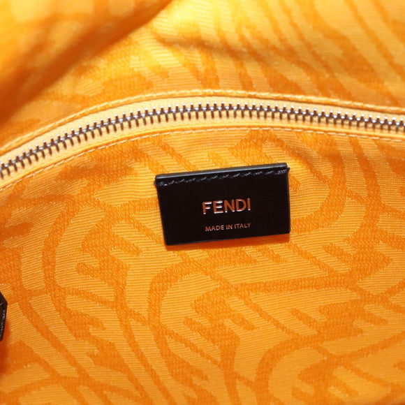 FENDI Tote Bag Coated Canvas 2way Black Silver Auth MY167V