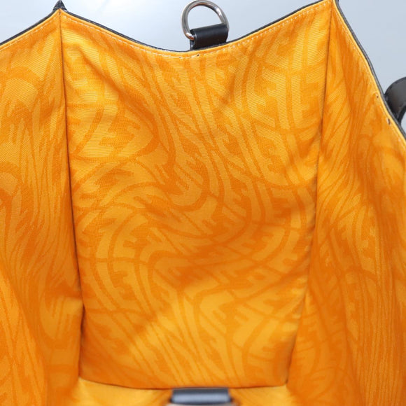 FENDI Tote Bag Coated Canvas 2way Black Silver Auth MY167V