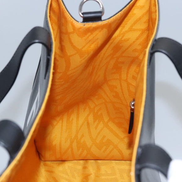 FENDI Tote Bag Coated Canvas 2way Black Silver Auth MY167V