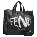 FENDI Tote Bag Coated Canvas 2way Black Silver Auth MY167V-1