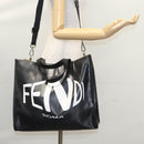 FENDI Tote Bag Coated Canvas 2way Black Silver Auth MY167V-24