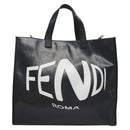 FENDI Tote Bag Coated Canvas 2way Black Silver Auth MY167V-13