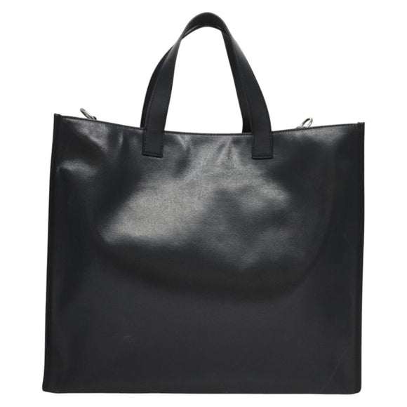 FENDI Tote Bag Coated Canvas 2way Black Silver Auth MY167V