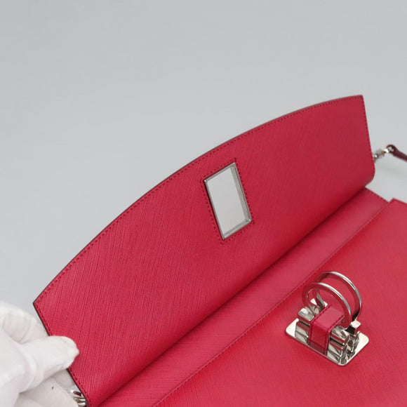 Salvatore Ferragamo Gancini Shoulder Bag Safiano leather Pink Silver Auth MY169V