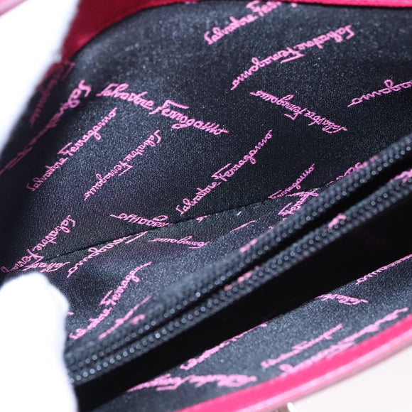 Salvatore Ferragamo Gancini Shoulder Bag Safiano leather Pink Silver Auth MY169V