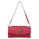 Salvatore Ferragamo Gancini Shoulder Bag Safiano leather Pink Silver Auth MY169V-13