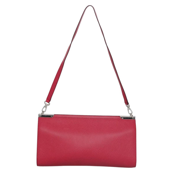 Salvatore Ferragamo Gancini Shoulder Bag Safiano leather Pink Silver Auth MY169V
