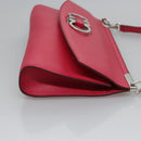Salvatore Ferragamo Gancini Shoulder Bag Safiano leather Pink Silver Auth MY169V-3