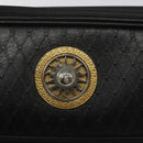 Gianni Versace Clutch Bag Leather Black Gold Auth MY181-17