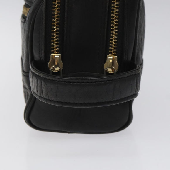 Gianni Versace Clutch Bag Leather Black Gold Auth MY181