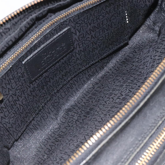 Gianni Versace Clutch Bag Leather Black Gold Auth MY181