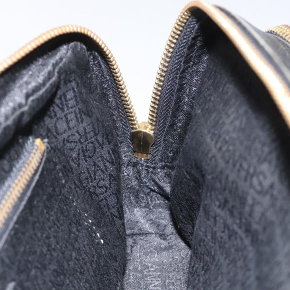 Gianni Versace Clutch Bag Leather Black Gold Auth MY181