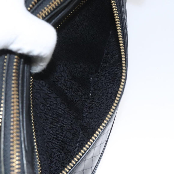 Gianni Versace Clutch Bag Leather Black Gold Auth MY181