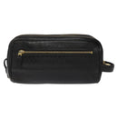 Gianni Versace Clutch Bag Leather Black Gold Auth MY181-2