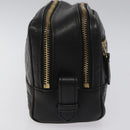 Gianni Versace Clutch Bag Leather Black Gold Auth MY181-3