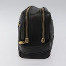 Gianni Versace Clutch Bag Leather Black Gold Auth MY181-4