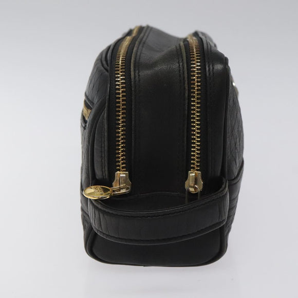 Gianni Versace Clutch Bag Leather Black Gold Auth MY181
