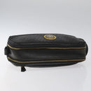Gianni Versace Clutch Bag Leather Black Gold Auth MY181-5