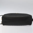 Gianni Versace Clutch Bag Leather Black Gold Auth MY181-6