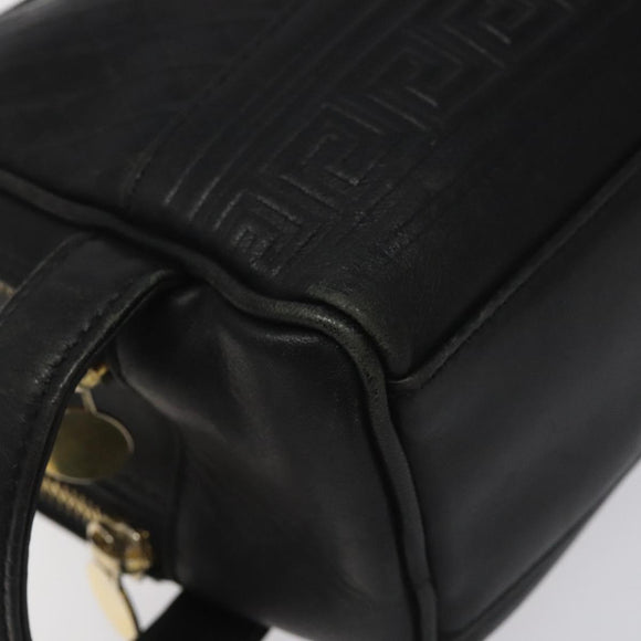 Gianni Versace Clutch Bag Leather Black Gold Auth MY181