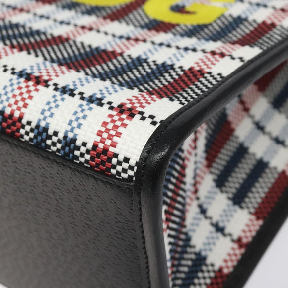 GUCCI Tote Bag Canvas Leather White Black Silver 659983 Auth MY189A