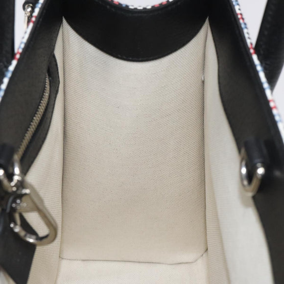 GUCCI Tote Bag Canvas Leather White Black Silver 659983 Auth MY189A