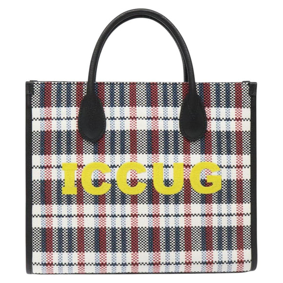GUCCI Tote Bag Canvas Leather White Black Silver 659983 Auth MY189V