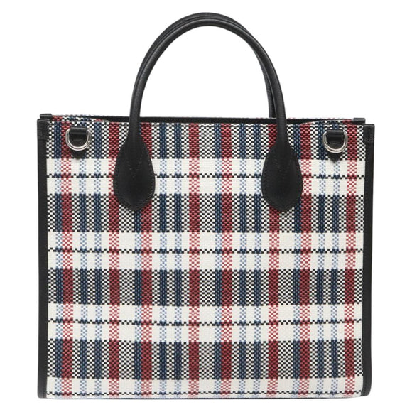 GUCCI Tote Bag Canvas Leather White Black Silver 659983 Auth MY189A