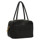 LOEWE Anagram Hand Bag Leather Black Gold Auth MY210-1