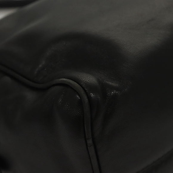 LOEWE Anagram Hand Bag Leather Black Gold Auth MY210