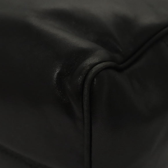 LOEWE Anagram Hand Bag Leather Black Gold Auth MY210