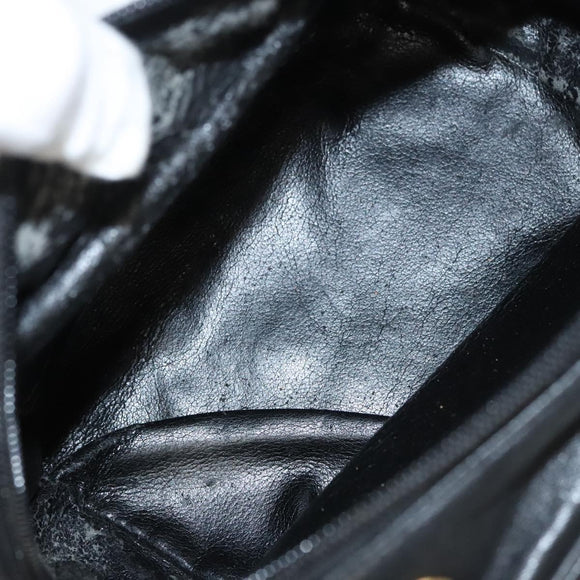 LOEWE Anagram Hand Bag Leather Black Gold Auth MY210