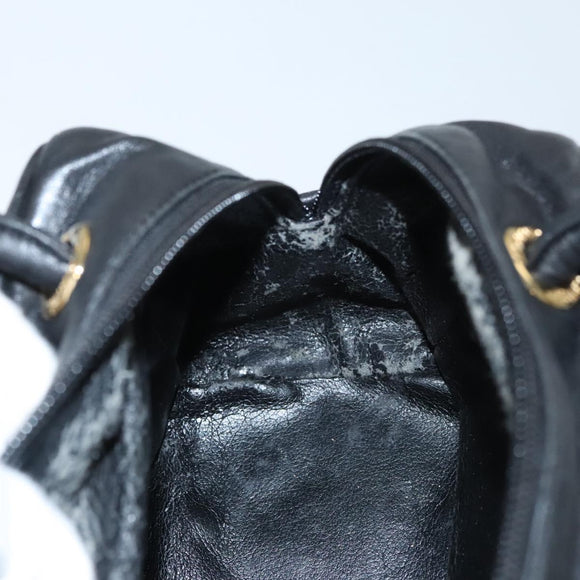 LOEWE Anagram Hand Bag Leather Black Gold Auth MY210