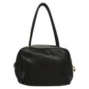 LOEWE Anagram Hand Bag Leather Black Gold Auth MY210-2