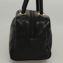 LOEWE Anagram Hand Bag Leather Black Gold Auth MY210-3
