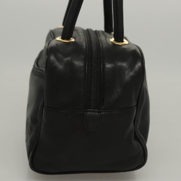 LOEWE Anagram Hand Bag Leather Black Gold Auth MY210