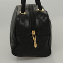 LOEWE Anagram Hand Bag Leather Black Gold Auth MY210-4