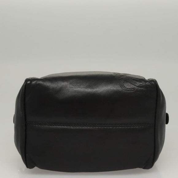 LOEWE Anagram Hand Bag Leather Black Gold Auth MY210