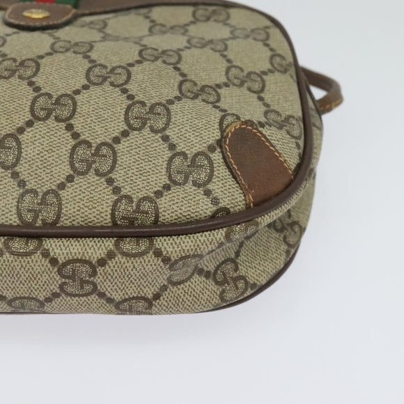 GUCCI GG Supreme Web Sherry Line Shoulder Bag PVC Beige 156 02 066 Auth MY221